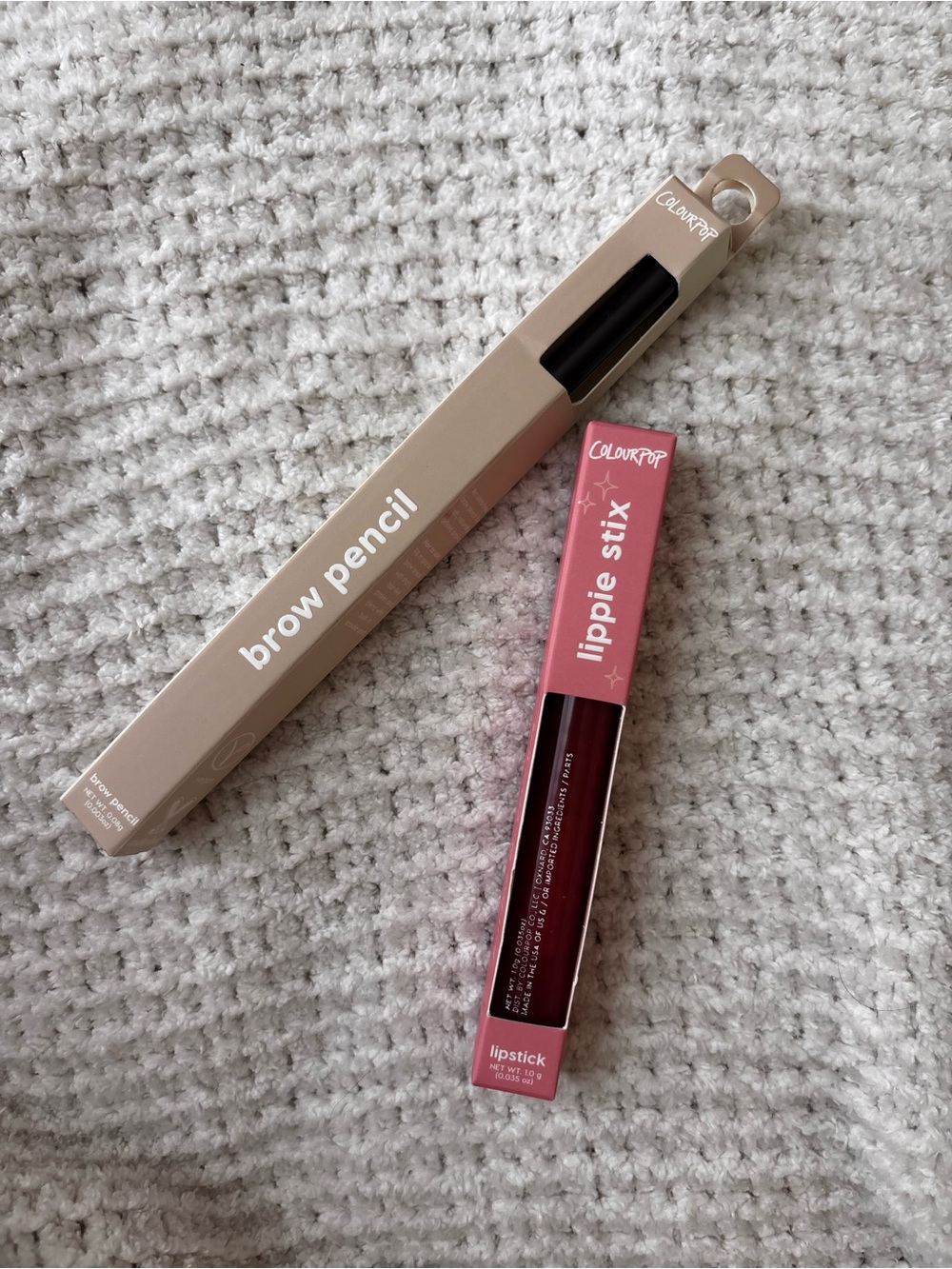 Colourpop brow pencil and lippie stix in shade Ziggie